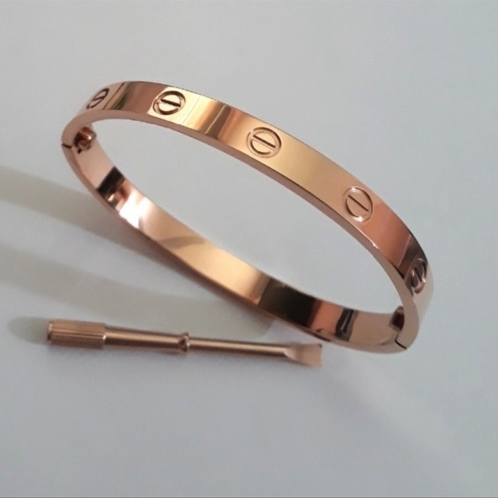Generic Stainless Steel Screw Cuff Bangle Bracelet with Screwdriver Rose Gold - Picture 2 of 8